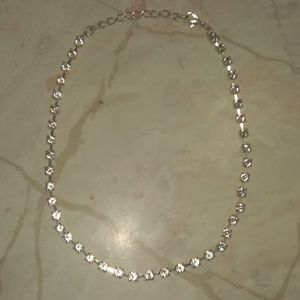Silver Cubic Zirconia Choker Necklace 13.5in Long